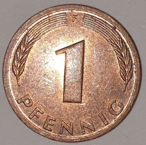 1984 F - 1 PFENNIG - ONE PFENNIG - GERMANY - FEDERAL REPUBLIC - (Copper Plated Steel)